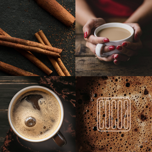 brown, hot cocoa, coffee, cinnamon, warm cup and comfortable, like Mawei cashmere 