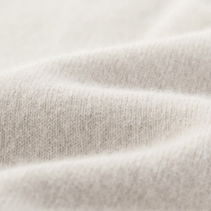 Cashmere Sweater by Mawei, off white, fabric detail close-up.
