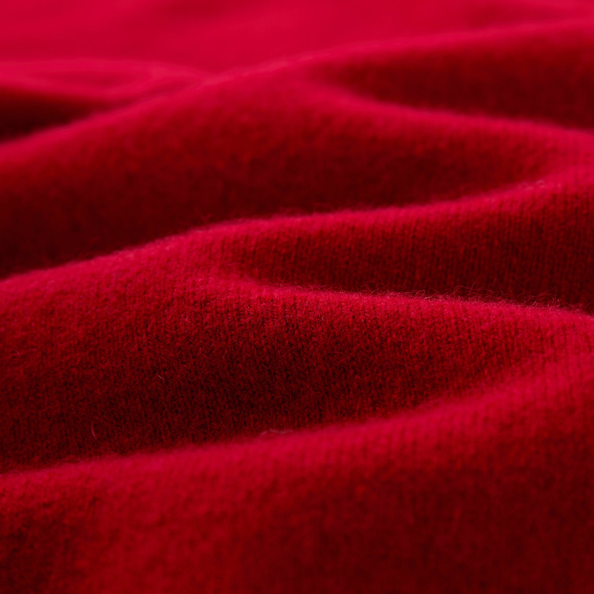 MA05 Cashmere Polo Sweater by Mawei, red, fabric texture close-up.