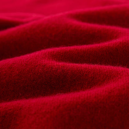 MA05 Cashmere Polo Sweater by Mawei, red, fabric texture close-up.