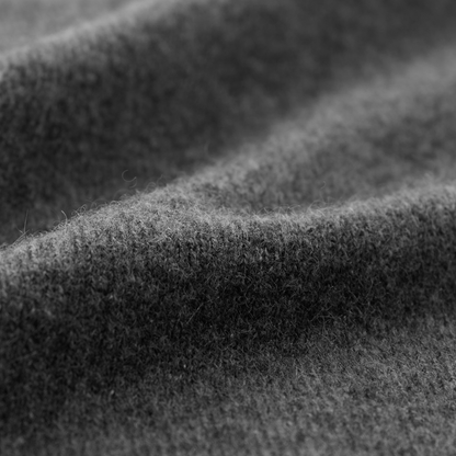 MA22 Cashmere Crewneck Sweater by Mawei, grey, fabric texture close-up.