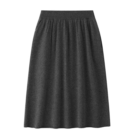 MA33 Cashmere Midi Skirt with pockets  by Mawei, grey, front view