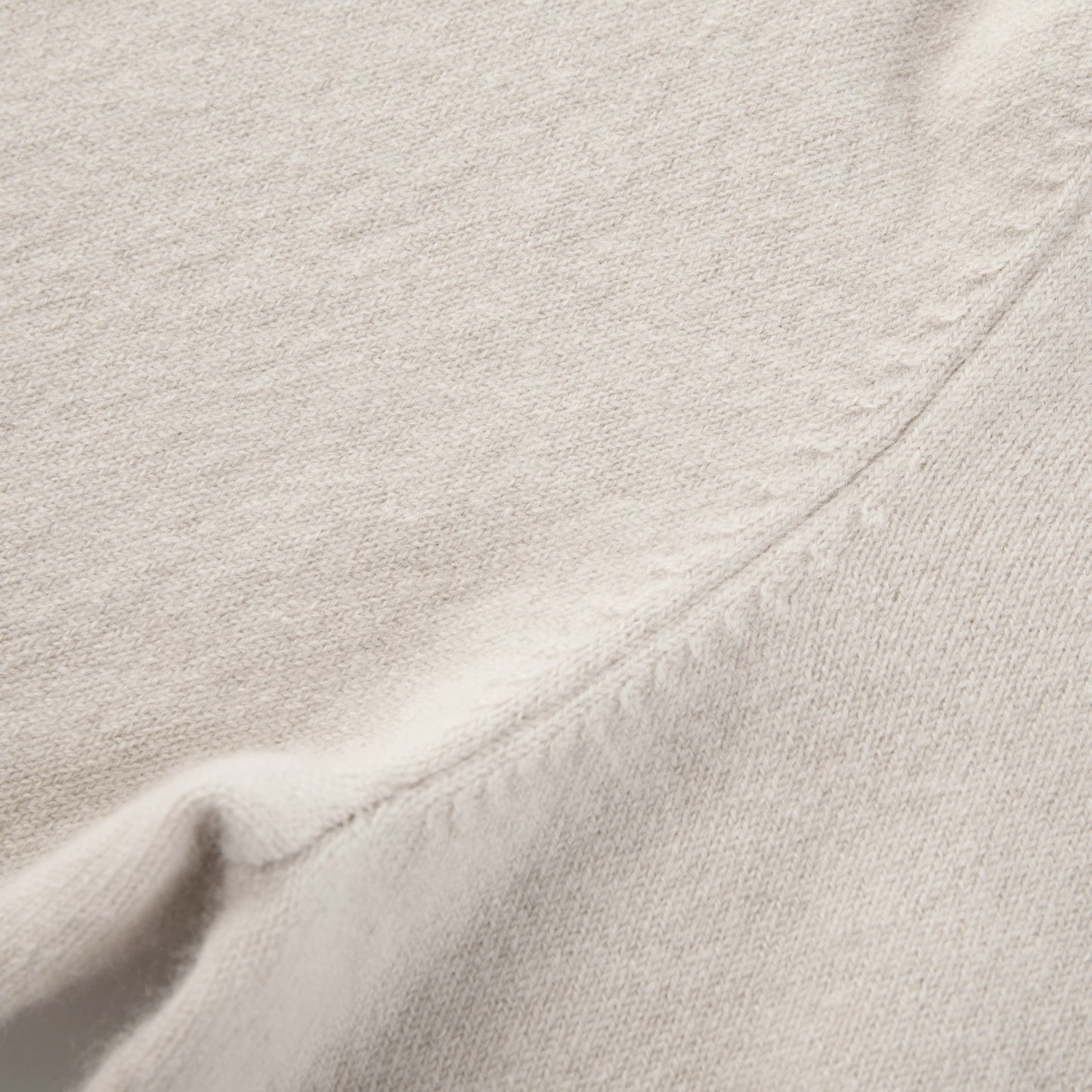MA03 Cashmere Short Sleeve Crewneck Sweater by Mawei, off white, knitting detail close-up.