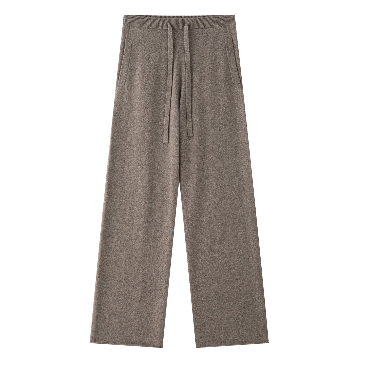 MA44 Cashmere Trousers with pockets by Mawei, grey-brown, flat lay.