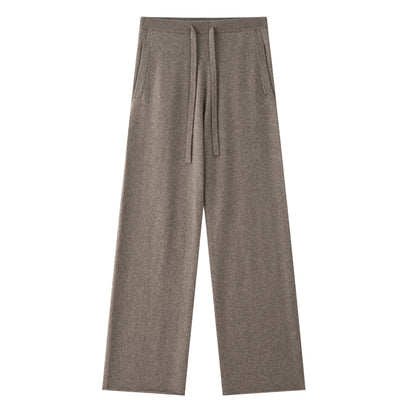 MA44 Cashmere Trousers with pockets by Mawei, grey-brown, flat lay.