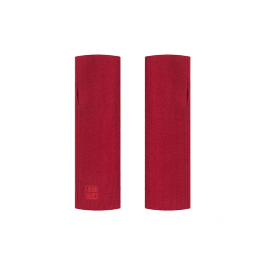 MA62 Cashmere Pulse Mittens by Mawei in Pinot wine red, product view on white background.