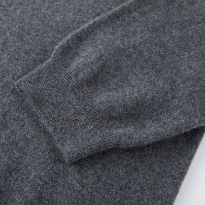 MA03 Cashmere Short Sleeve Crewneck Sweater by Mawei, grey, cuff rib detail close-up.