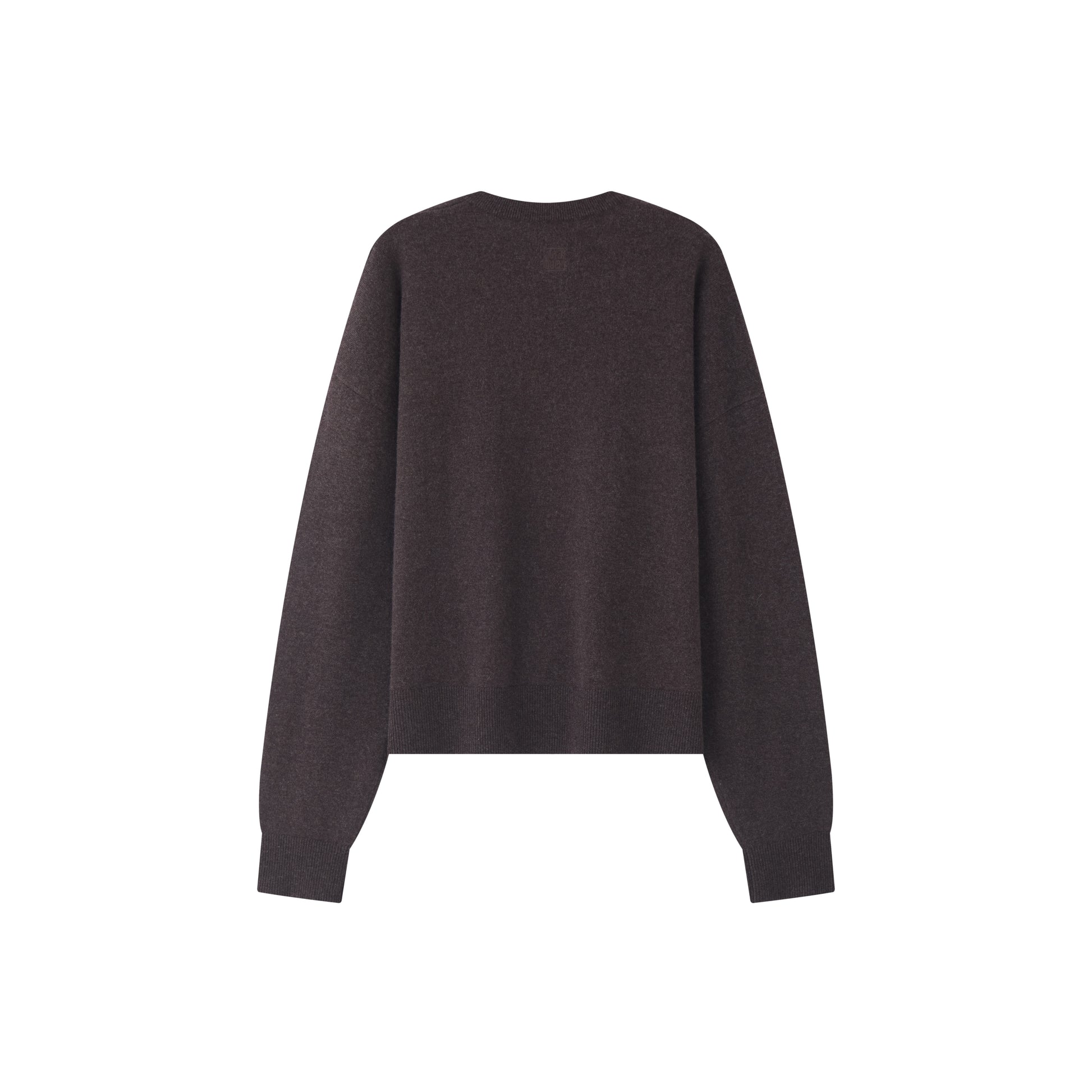 MA08 Oversized Cashmere V-neck Sweater by Mawei, brown, flat lay back side. 