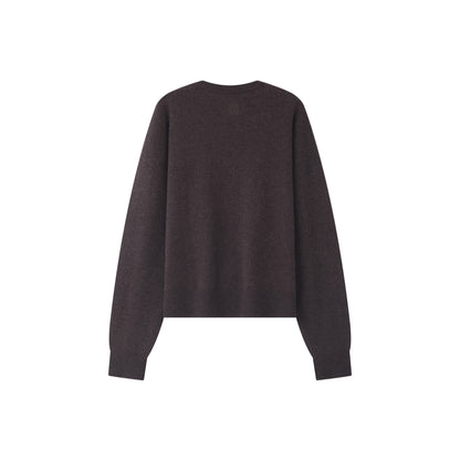 MA08 Oversized Cashmere V-neck Sweater by Mawei, brown, flat lay back side. 