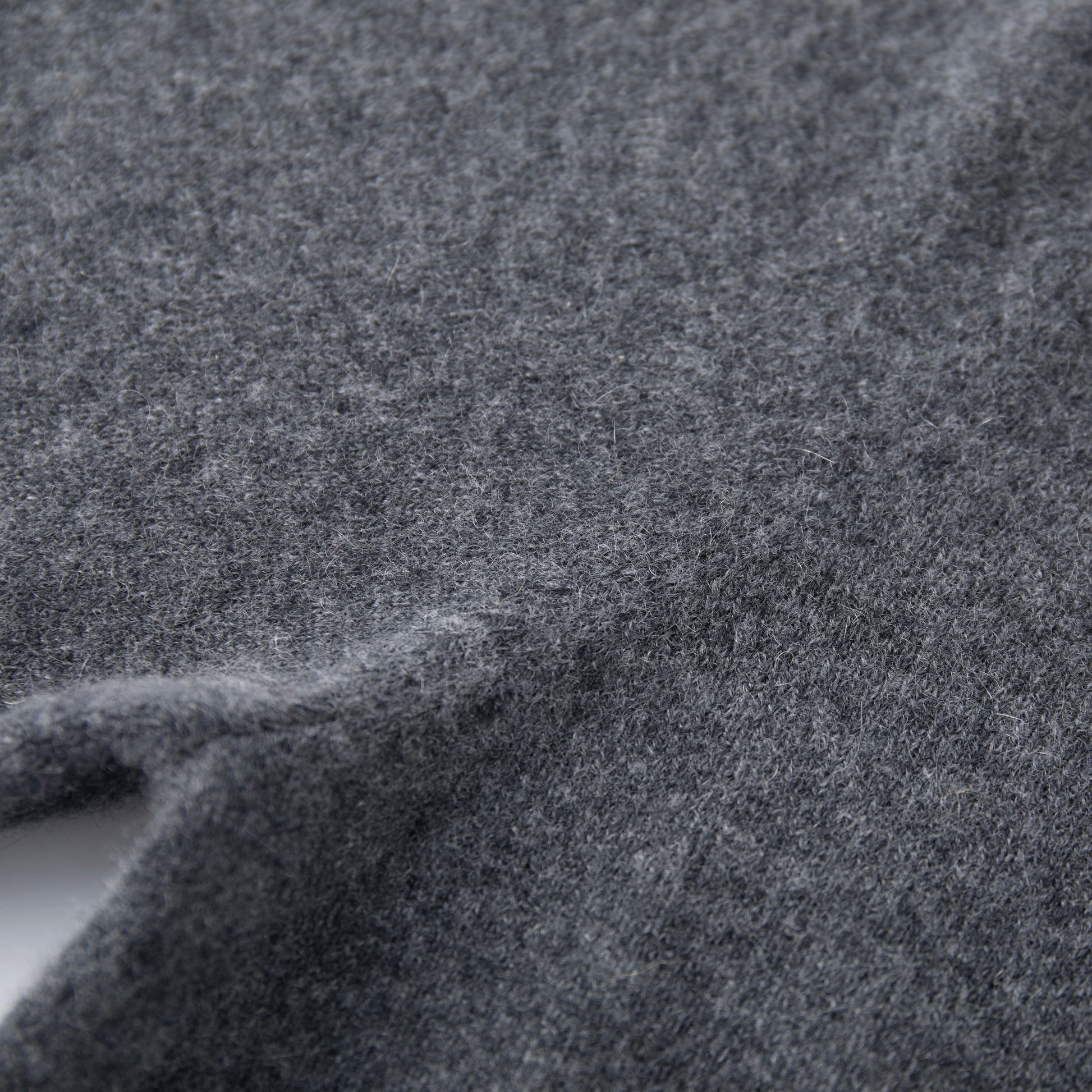 MA03 Cashmere Short Sleeve Crewneck Sweater by Mawei, grey, knitting detail close-up.