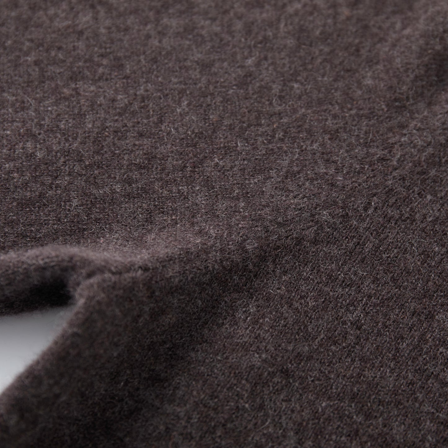 MA03 Cashmere Short Sleeve Crewneck Sweater by Mawei, brown, knitting detail close-up.