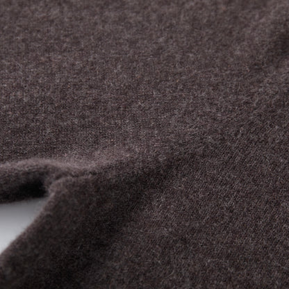 MA03 Cashmere Short Sleeve Crewneck Sweater by Mawei, brown, knitting detail close-up.