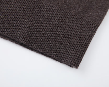 MA08 Oversized Cashmere  V-neck  Sweater by Mawei, brown, hem rib details