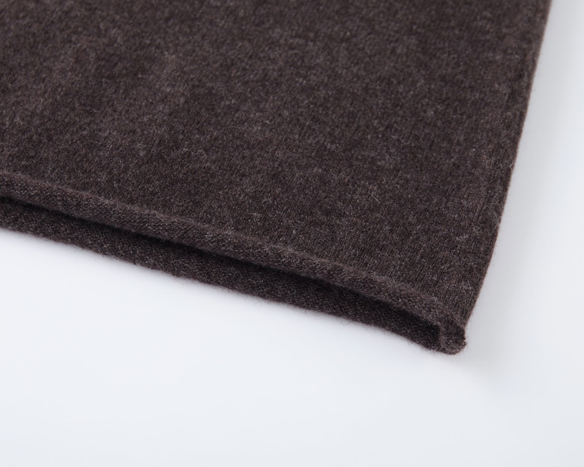 MA34 Cashmere A-line Skirt by Mawei, brown,  edge details  close-up.