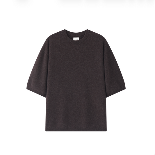 MA07 Oversized Cashmere Short Sleeve Sweater by Mawei, brown, flat lay front view