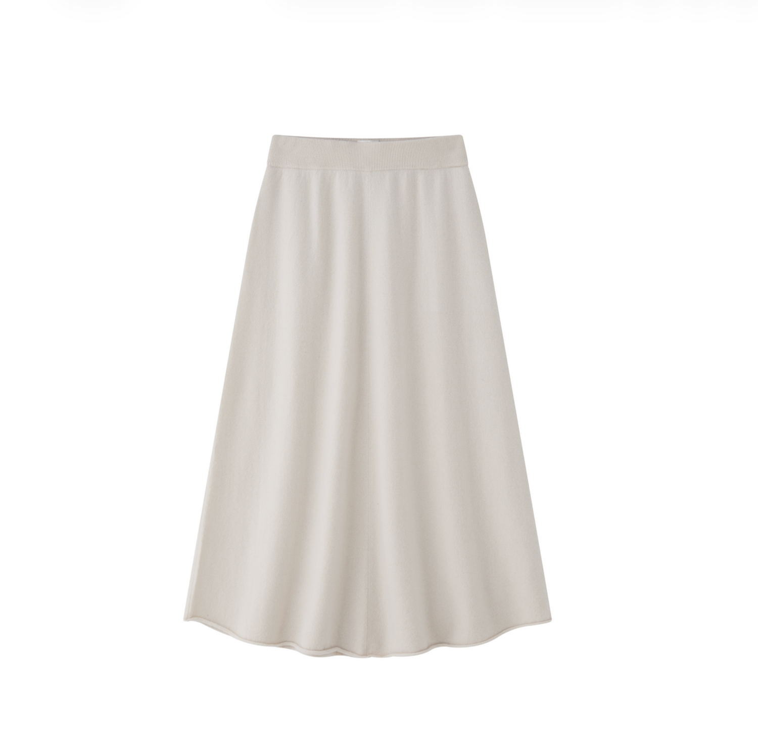 MA34 Cashmere A‑Line Skirt with pockets by Mawei, off white, front view.