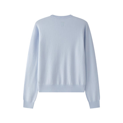 MA22 Unisex Cashmere Crewneck Sweater by Mawei, blue, flat lay back side. 
