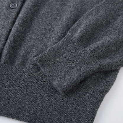 MA06 Cashmere Crewneck Cardigan by Mawei, cuff, hem rib details close-up.