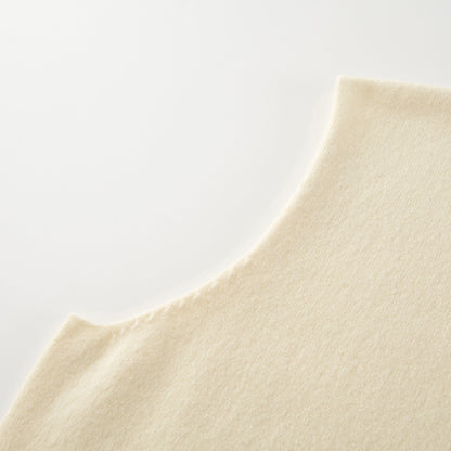 MA01 Cashmere Sleeveless Crewneck Sweater by Mawei, yellow cream,  knitting details close up