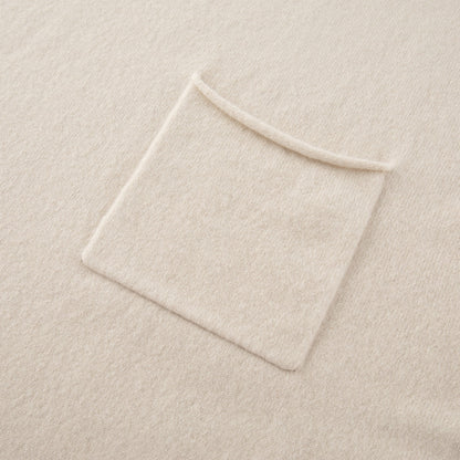 MA04 Short Sleeve Cashmere Tee with Pocket by Mawei, off white, pocket close up