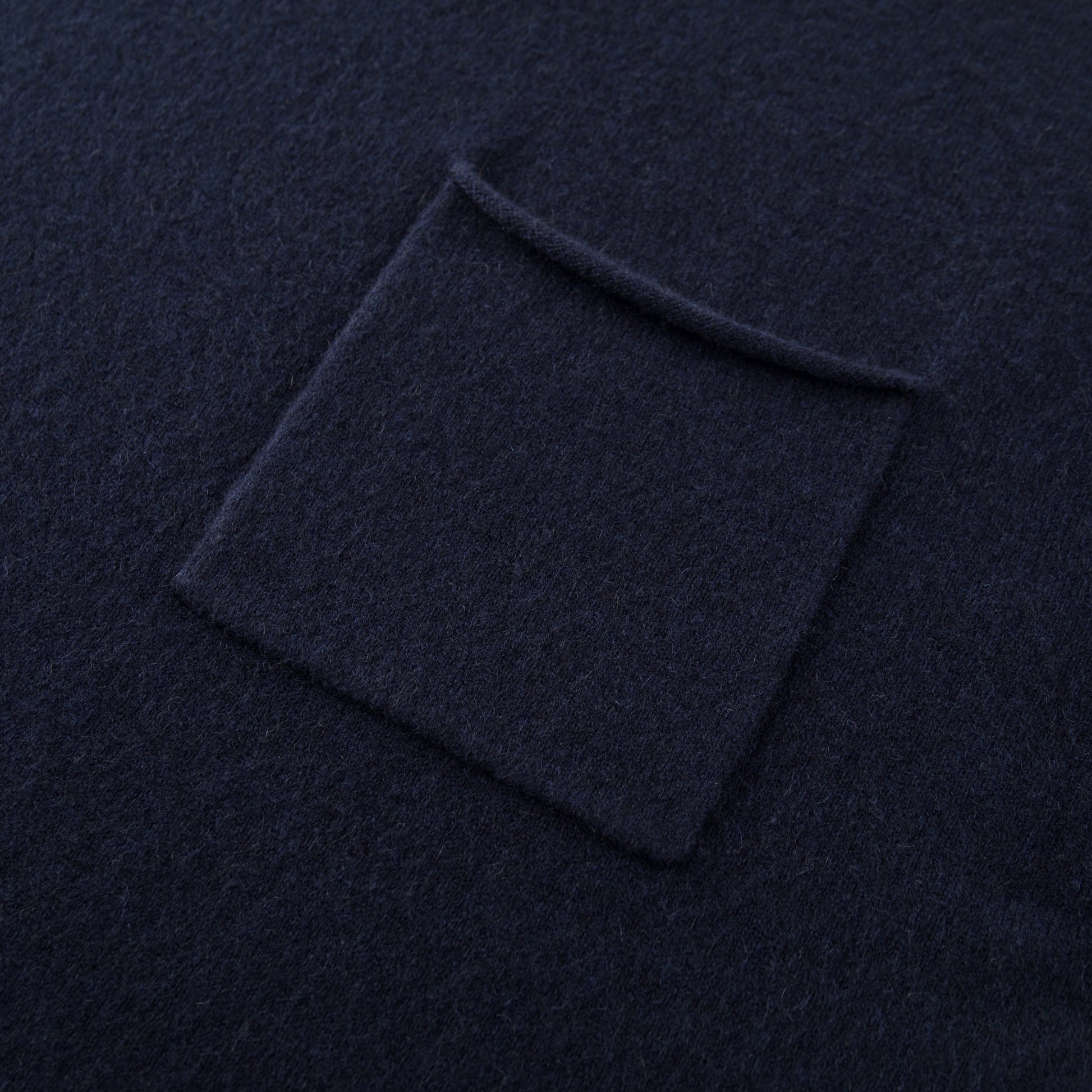 MA04 Short Sleeve Cashmere Tee with Pocket by Mawei, navy blue, pocket close up