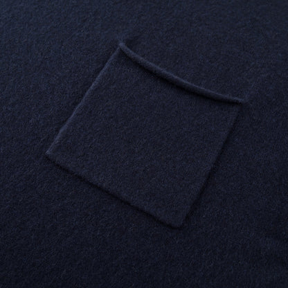 MA04 Short Sleeve Cashmere Tee with Pocket by Mawei, navy blue, pocket close up