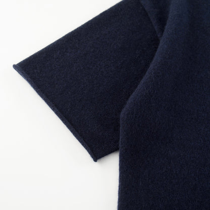 MA04 Short Sleeve Cashmere Tee with Pocket by Mawei, navy blue, sleeve close up.