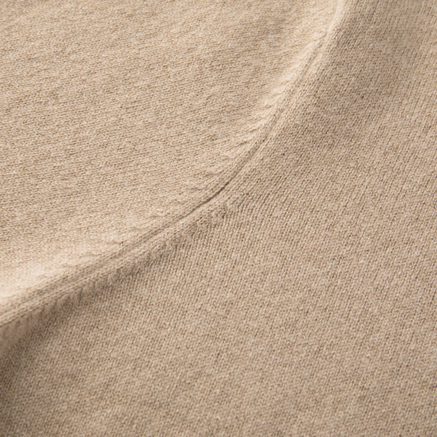 MA05 Cashmere Polo Sweater by Mawei, beige camel, texture and details close up