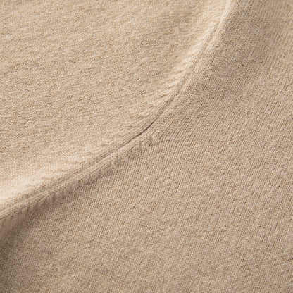 MA05 Cashmere Polo Sweater by Mawei, beige camel, texture and details close up