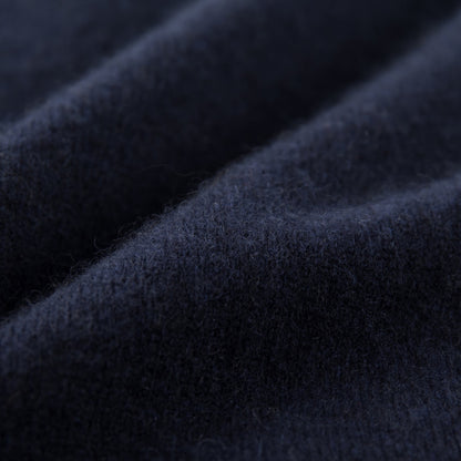 MA06 Cashmere Cardigan by Mawei, navy blue, fabric texture close-up.