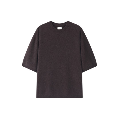 MA07 Short Sleeve Oversized Cashmere  Crewneck  Sweater by Mawei, brown,  front view, flat lay.