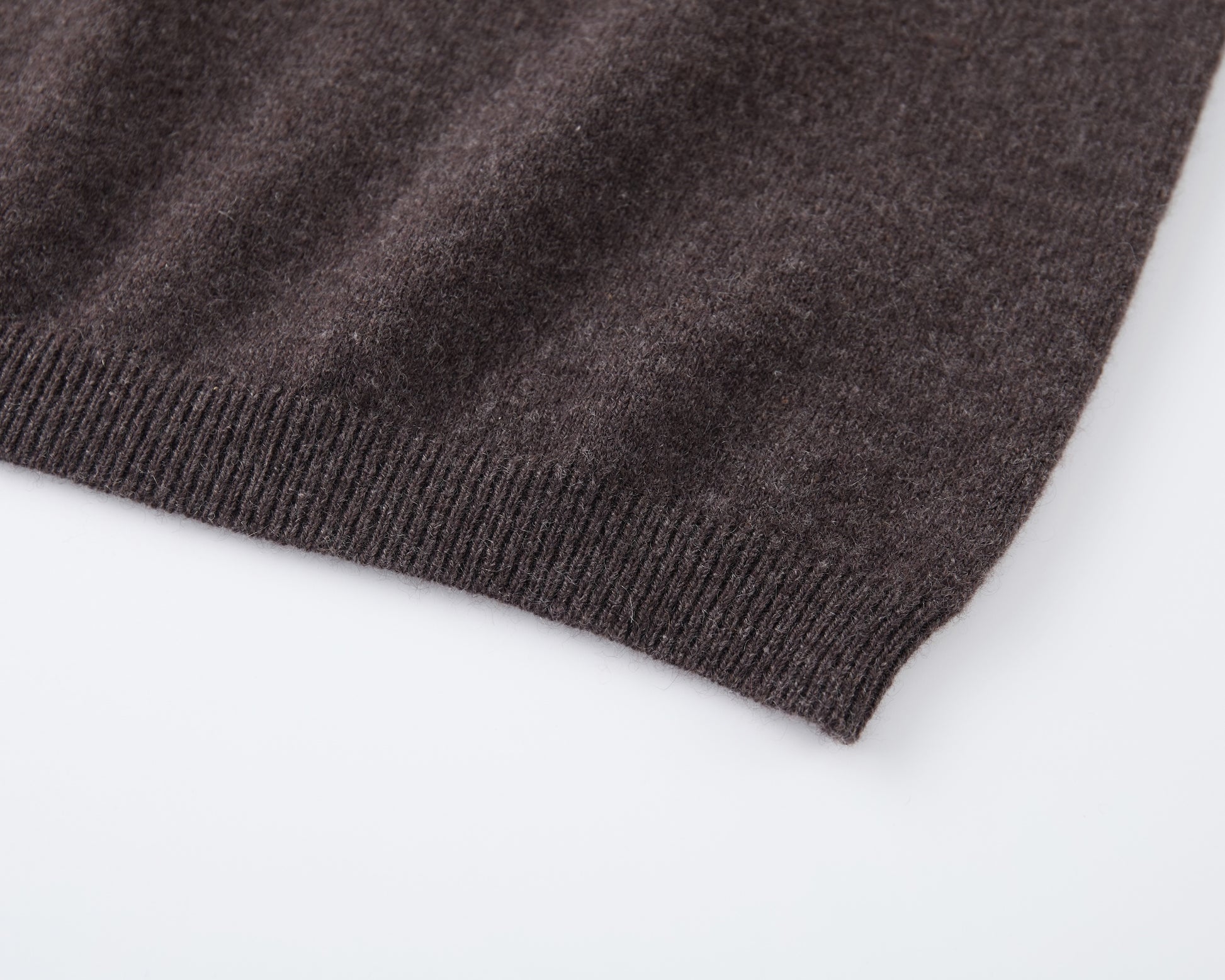MA07 Short Sleeve Oversized Cashmere  Crewneck  Sweater by Mawei, brown,   ribbed hem close up