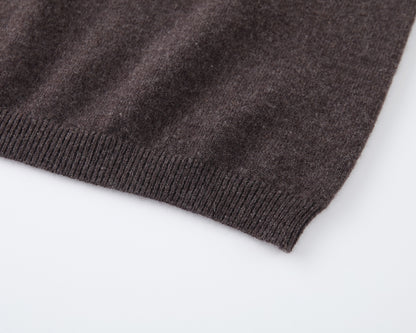 MA07 Short Sleeve Oversized Cashmere  Crewneck  Sweater by Mawei, brown,   ribbed hem close up