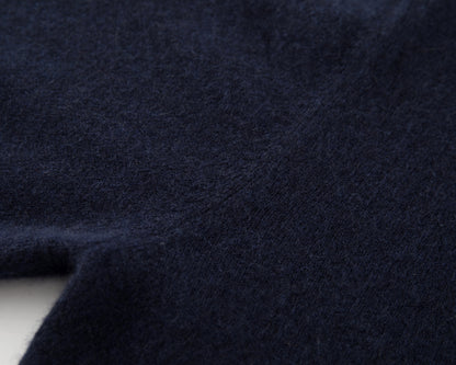 MA07 Short Sleeve Oversized Cashmere  Crewneck  Sweater by Mawei, navy, blue, knitting details close up