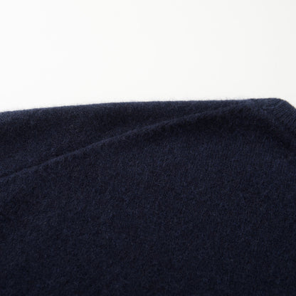 MA07 Cashmere Short Sleeve Crewneck  Sweater by Mawei, navy blue, shoulder details close-up, back view