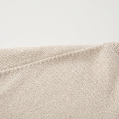 MA07 Cashmere Short Sleeve Crewneck  Sweater by Mawei, off white, shoulder details close-up, back view