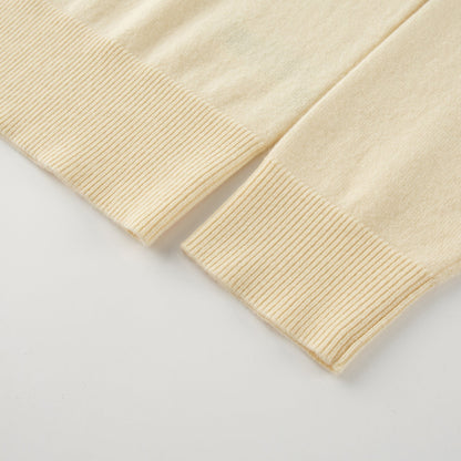 MA08 Oversized Cashmere  V-neck  Sweater by Mawei, yellow, cuff and hem rib details close up