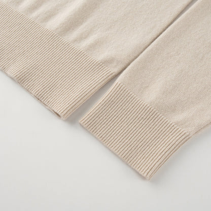 MA08 Oversized Cashmere  V-neck  Sweater by Mawei, off white, cuff and hem details close up