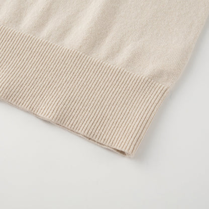 MA08 Oversized Cashmere  V-neck  Sweater by Mawei, off white, hem rib details