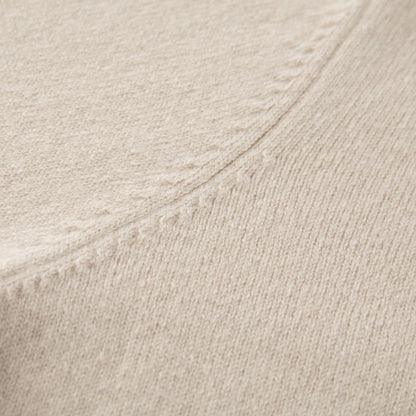 MA09 Cashmere Short Sleeve Polo Sweater by Mawei, off white, knitting details close up