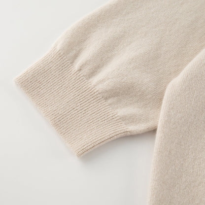 MA09 Cashmere Short Sleeve Polo Sweater by Mawei, off white, sleeve, rib close up
