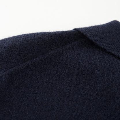 MA09 Cashmere Short Sleeve Polo Sweater by Mawei, red, shoulder knitting details,  back view.