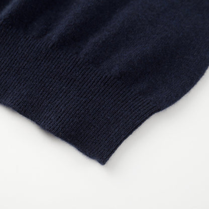 MA05 Cashmere Polo Sweater by Mawei, Navy blue, hem rib detail close-up.