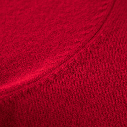 MA09 Cashmere Short Sleeve Polo Sweater by Mawei, red, knitting details close up