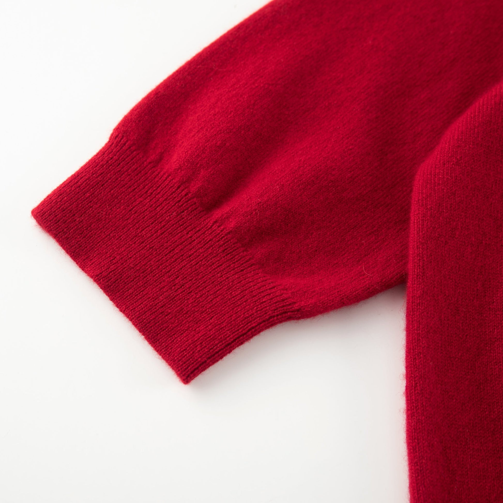 MA09 Cashmere Short Sleeve Polo Sweater by Mawei, red, sleeve, rib close up