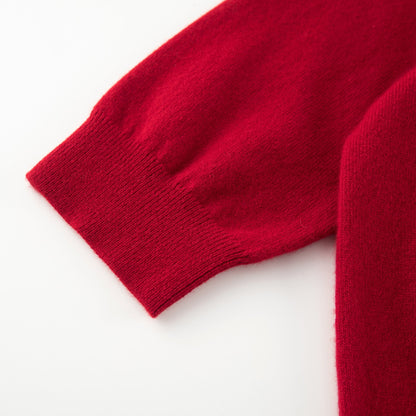 MA09 Cashmere Short Sleeve Polo Sweater by Mawei, red, sleeve, rib close up