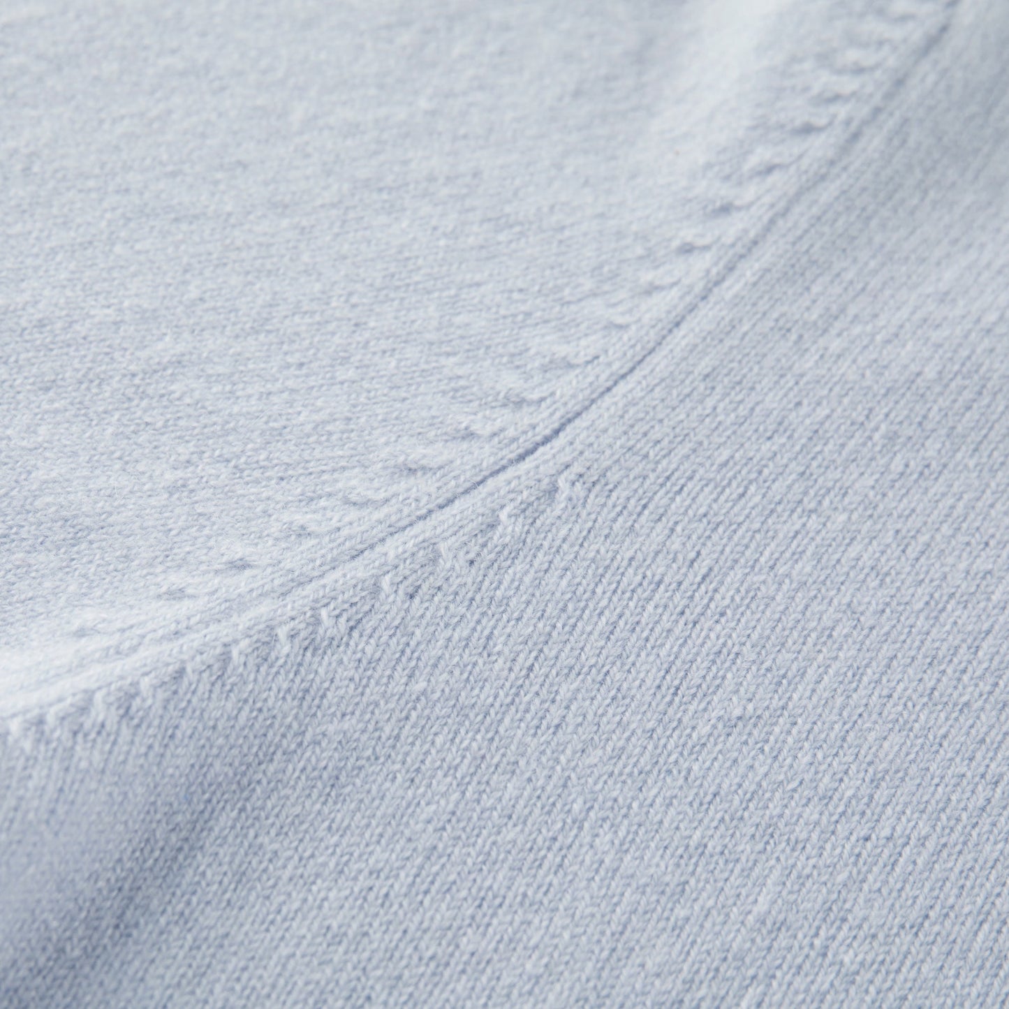 MA22 Cashmere Crewneck Sweater by Mawei, blue, knitting details close-up.