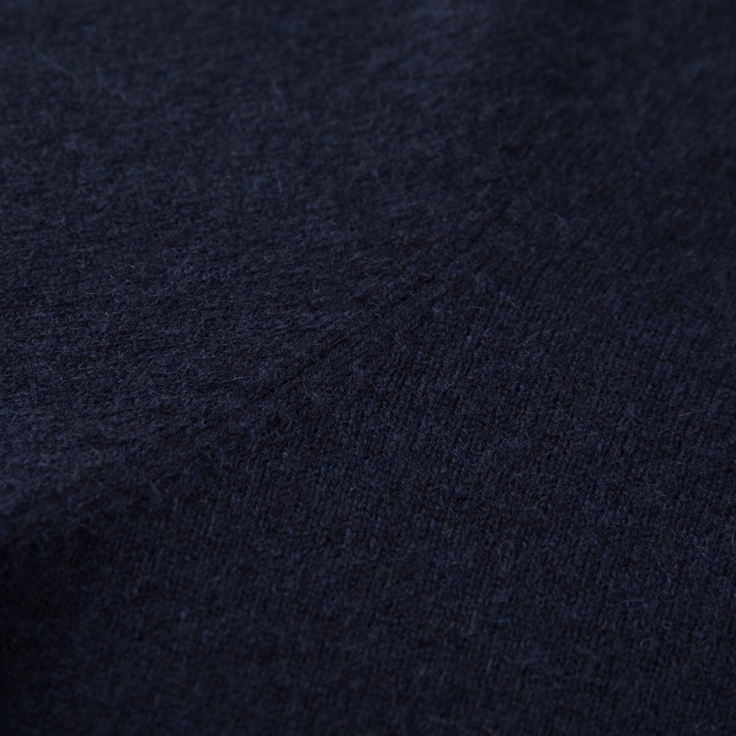 MA22 Cashmere Crewneck Sweater by Mawei, navy blue, fabric and knitting details  close-up.