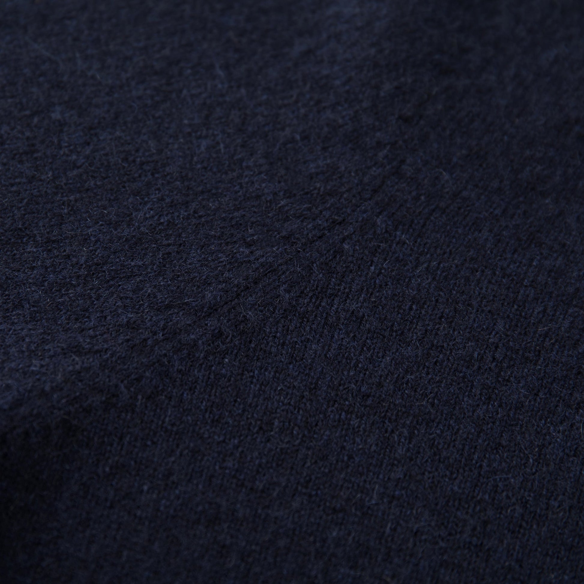 MA22 Cashmere Crewneck Sweater by Mawei, navy blue, fabric and knitting details  close-up.