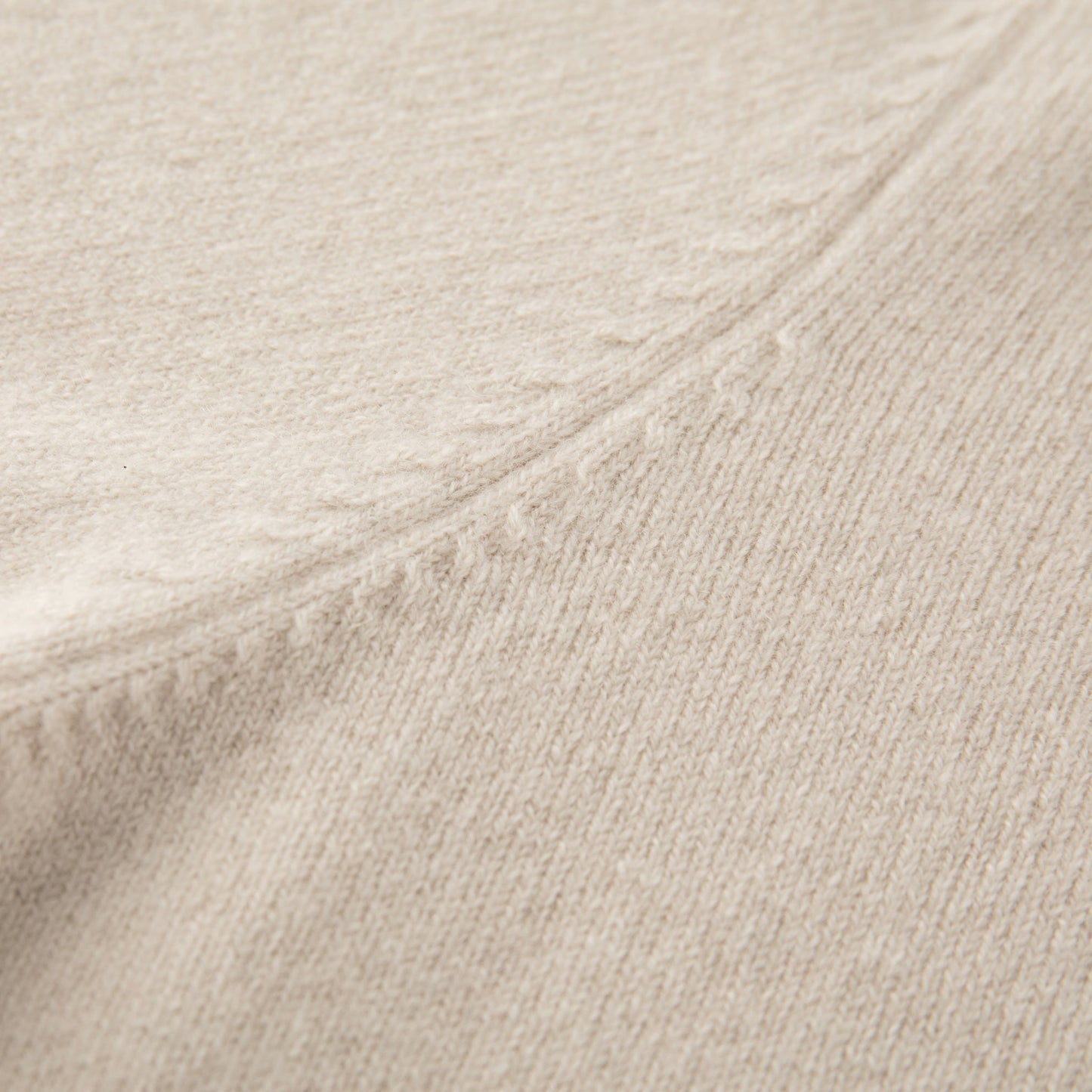MA22 Cashmere Crewneck Sweater by Mawei, off white, knitting detail close-up.